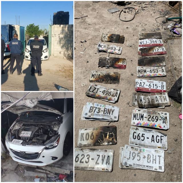 Policía de Acolman, asegura predio en donde "desvalijaban" autos