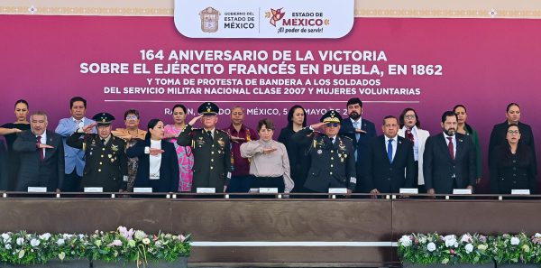Delfina Gómez encabeza ceremonia del 164 Aniversario de la Batalla de Puebla en Rayón; Sheinbaum reafirma soberanía nacional